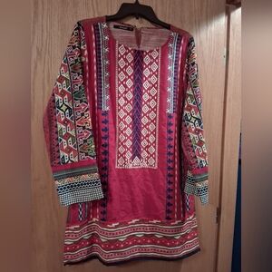 womens khaadi tunic dress, Artsy Pakistan,100% cotton Embroidered Pockets